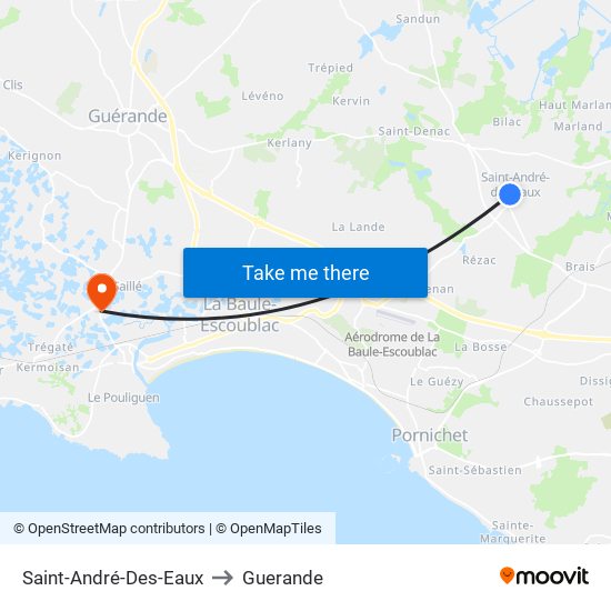 Saint-André-Des-Eaux to Guerande map
