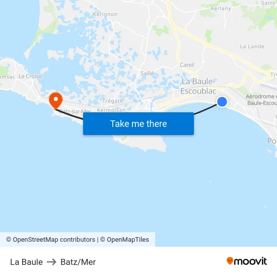 La Baule to Batz/Mer map