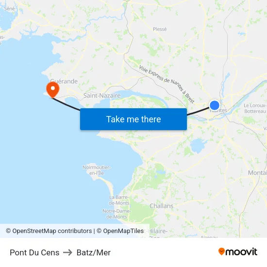 Pont Du Cens to Batz/Mer map