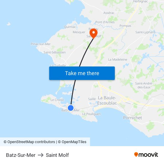 Batz-Sur-Mer to Saint Molf map