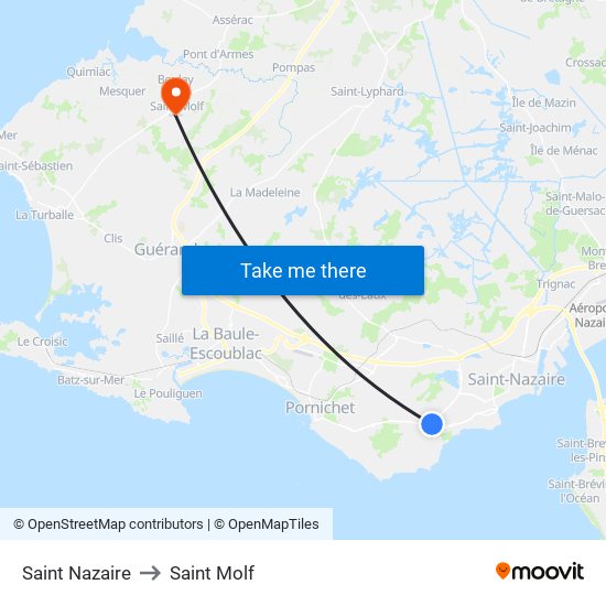 Saint Nazaire to Saint Molf map