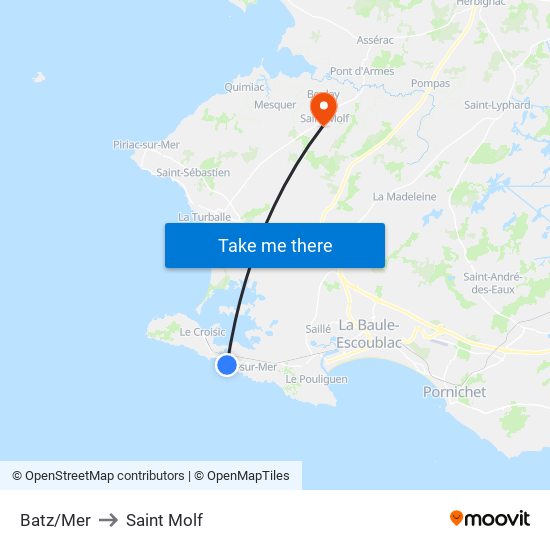 Batz/Mer to Saint Molf map