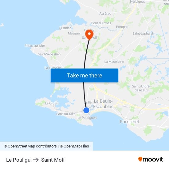 Le Pouligu to Saint Molf map