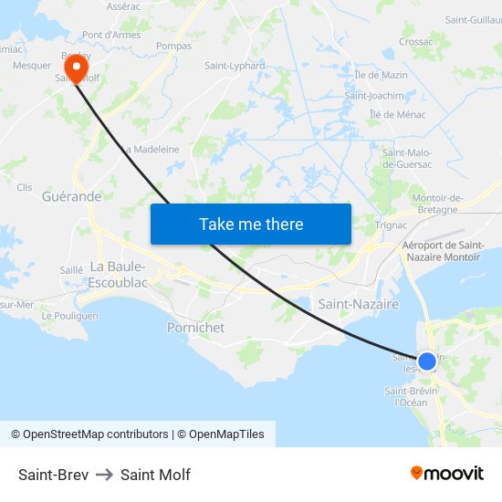 Saint-Brev to Saint Molf map