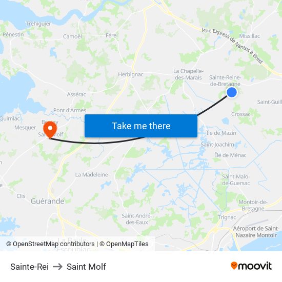 Sainte-Rei to Saint Molf map