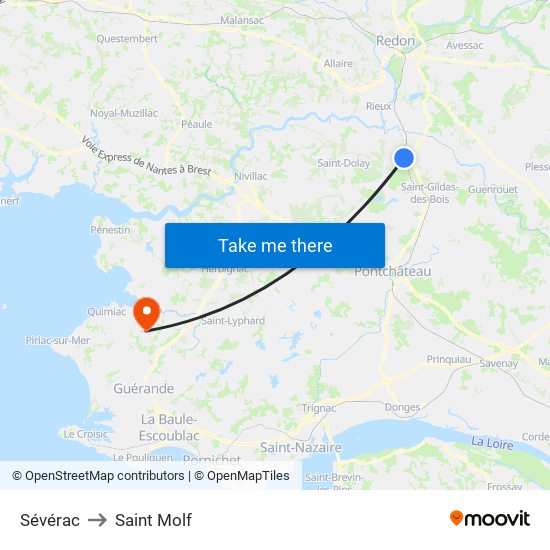 Sévérac to Saint Molf map