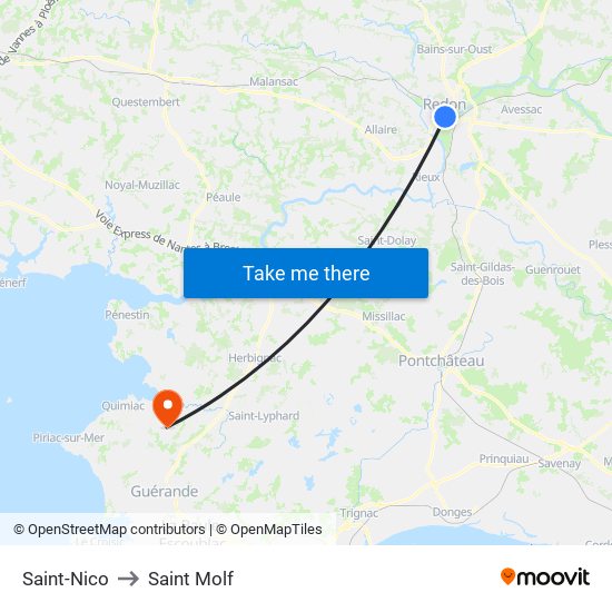 Saint-Nico to Saint Molf map
