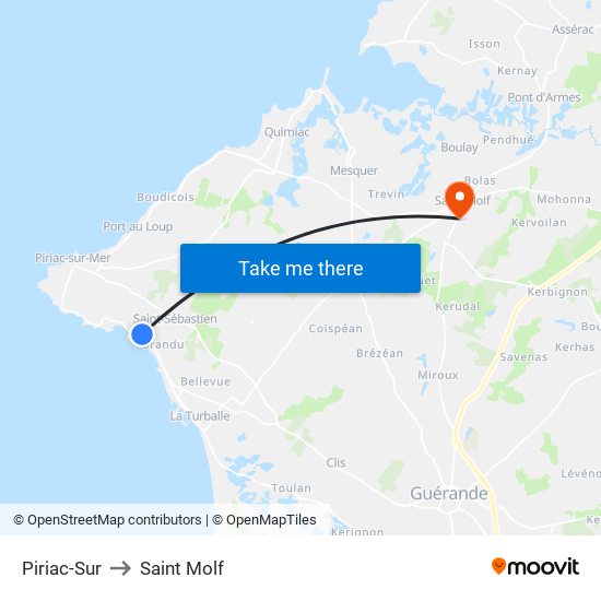 Piriac-Sur to Saint Molf map