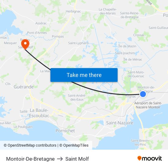 Montoir-De-Bretagne to Saint Molf map