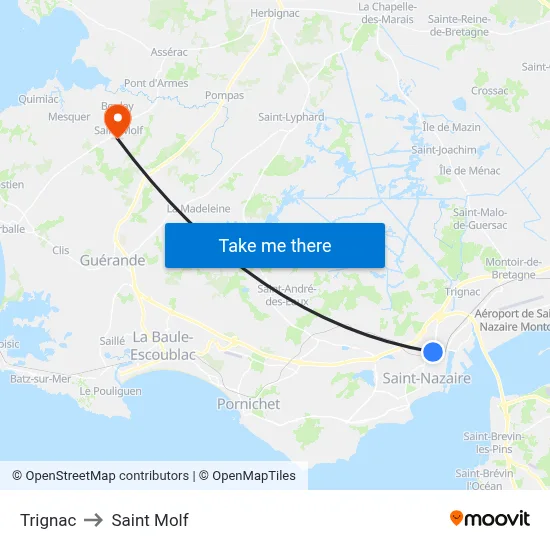 Trignac to Saint Molf map