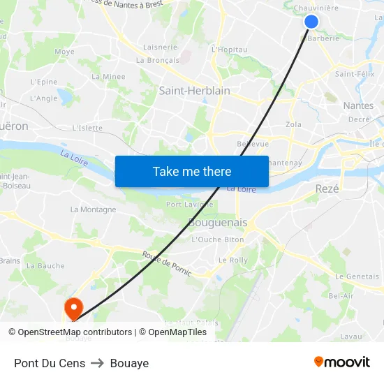Pont Du Cens to Bouaye map