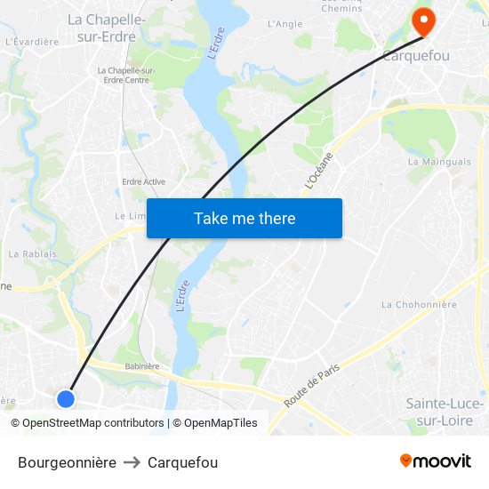 Bourgeonnière to Carquefou map