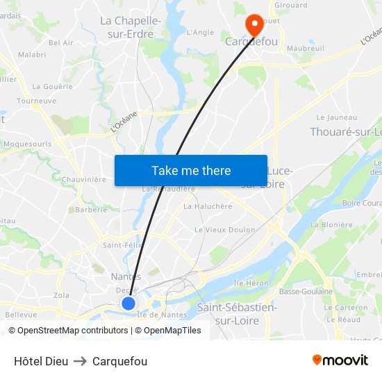 Hôtel Dieu to Carquefou map