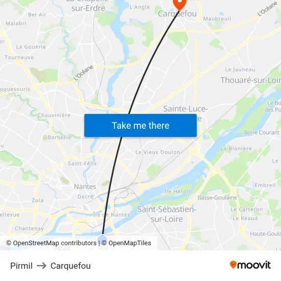 Pirmil to Carquefou map