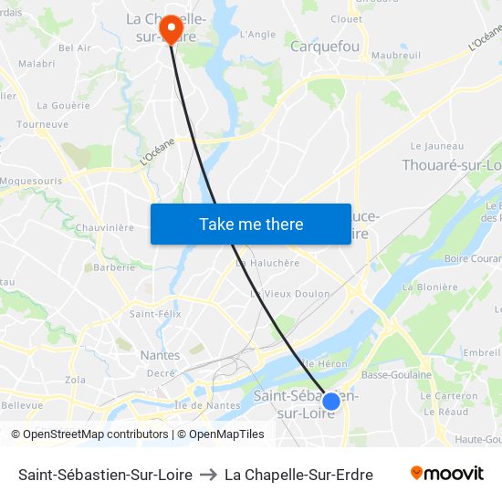 Saint-Sébastien-Sur-Loire to La Chapelle-Sur-Erdre map