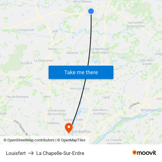 Louisfert to La Chapelle-Sur-Erdre map