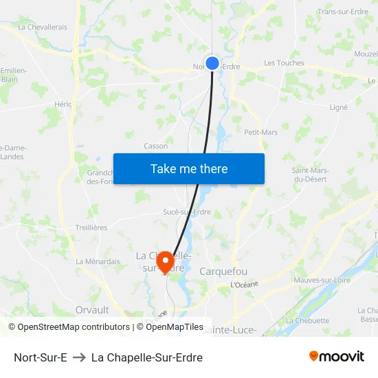 Nort-Sur-E to La Chapelle-Sur-Erdre map