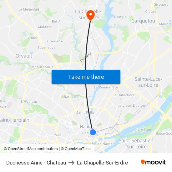 Duchesse Anne - Château to La Chapelle-Sur-Erdre map