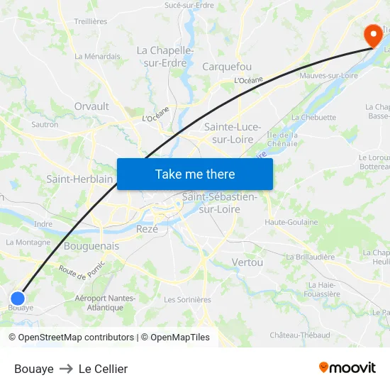 Bouaye to Le Cellier map