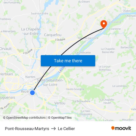 Pont Rousseau - Martyrs to Le Cellier map