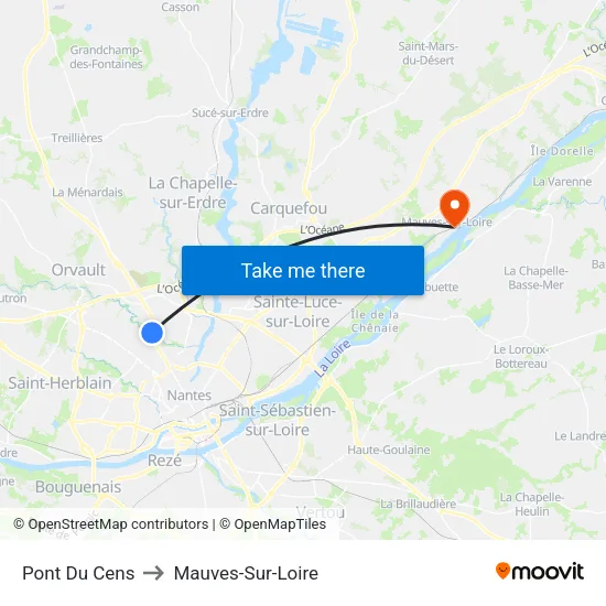 Pont Du Cens to Mauves-Sur-Loire map