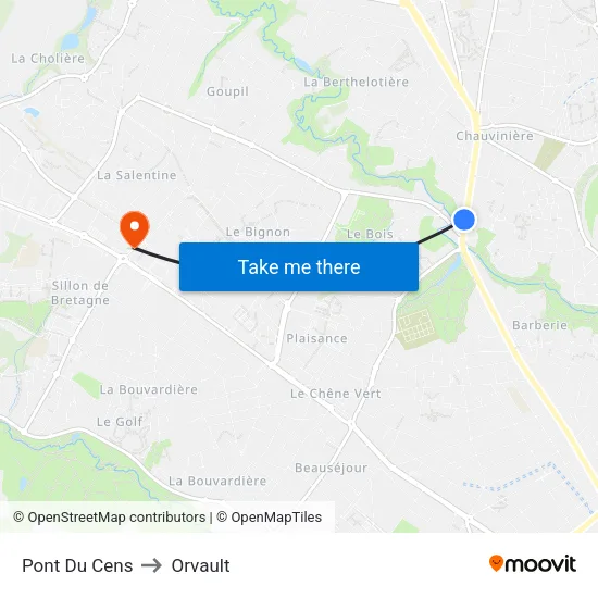 Pont Du Cens to Orvault map