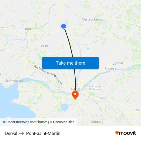 Derval to Pont-Saint-Martin map