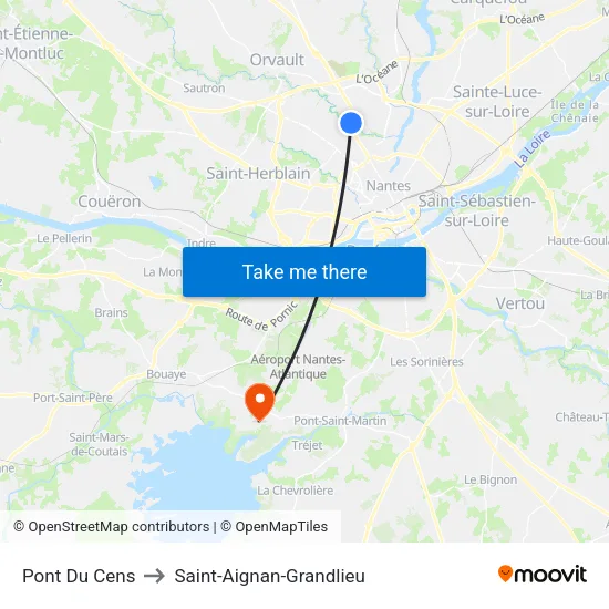 Pont Du Cens to Saint-Aignan-Grandlieu map
