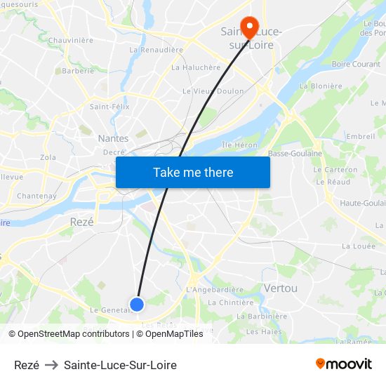 Rezé to Sainte-Luce-Sur-Loire map