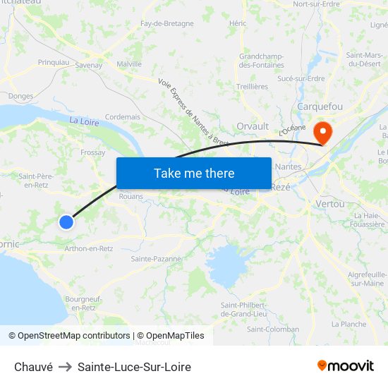 Chauvé to Sainte-Luce-Sur-Loire map