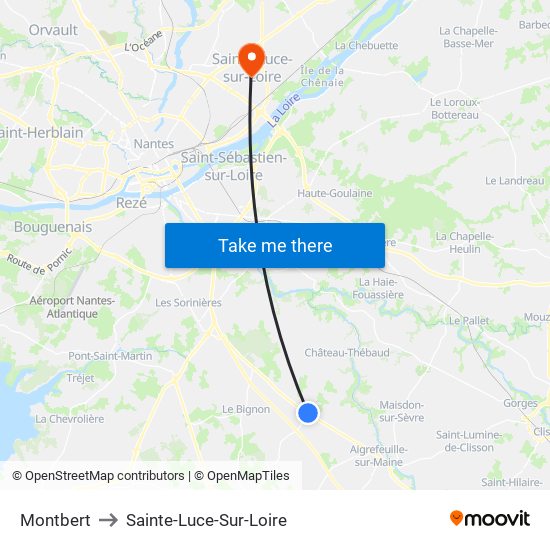 Montbert to Sainte-Luce-Sur-Loire map