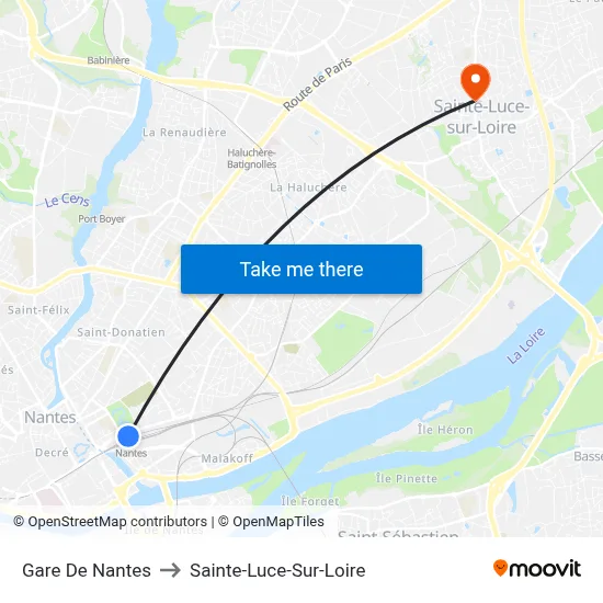 Gare De Nantes to Sainte-Luce-Sur-Loire map