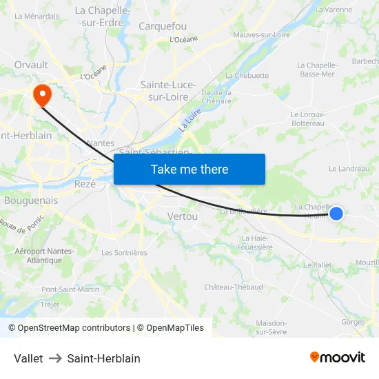 Vallet to Saint-Herblain map