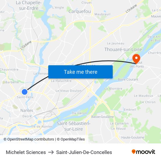 Michelet Sciences to Saint-Julien-De-Concelles map