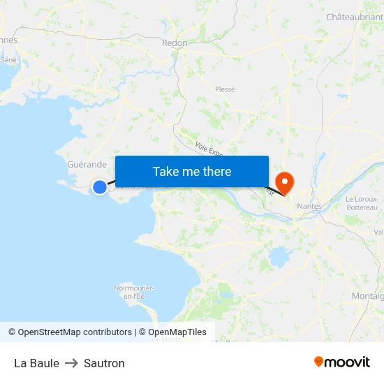 La Baule to Sautron map