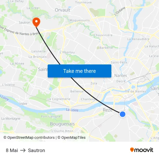 8 Mai to Sautron map