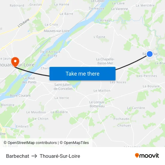 Barbechat to Thouaré-Sur-Loire map