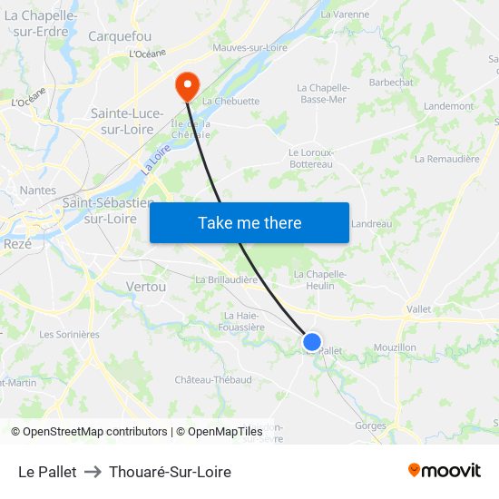 Le Pallet to Thouaré-Sur-Loire map