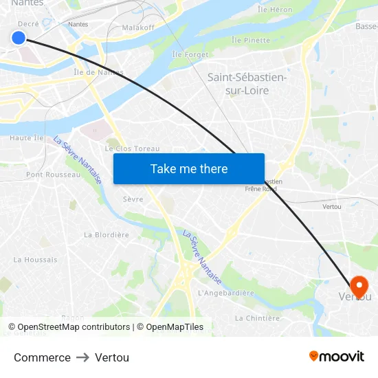 Commerce to Vertou map