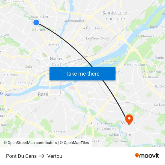 Pont Du Cens to Vertou map