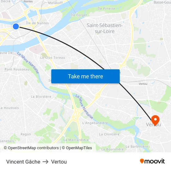 Vincent Gâche to Vertou map