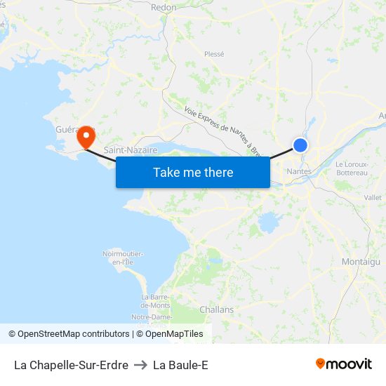 La Chapelle-Sur-Erdre to La Baule-E map