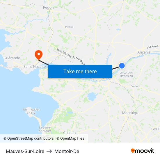 Mauves-Sur-Loire to Montoir-De map