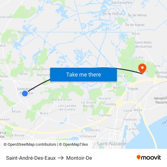 Saint-André-Des-Eaux to Montoir-De map