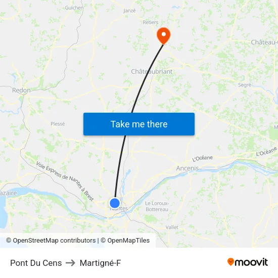 Pont Du Cens to Martigné-F map