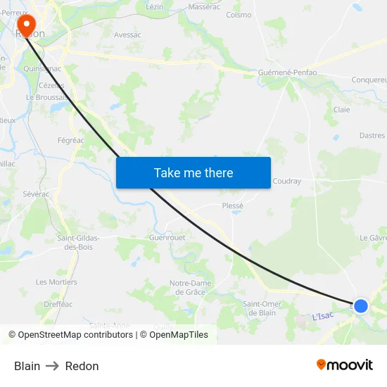 Blain to Redon map