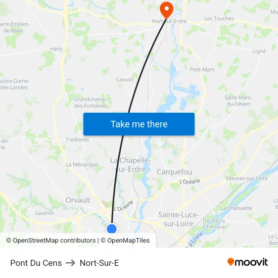 Pont Du Cens to Nort-Sur-E map