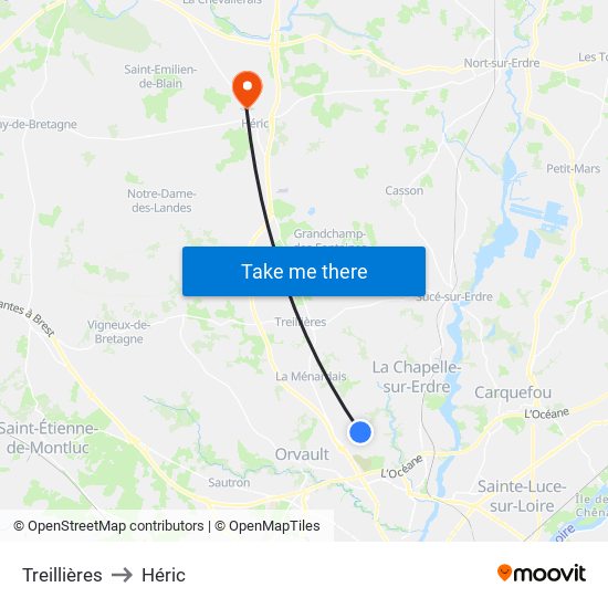 Treillières to Héric map