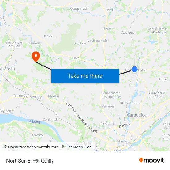 Nort-Sur-E to Quilly map