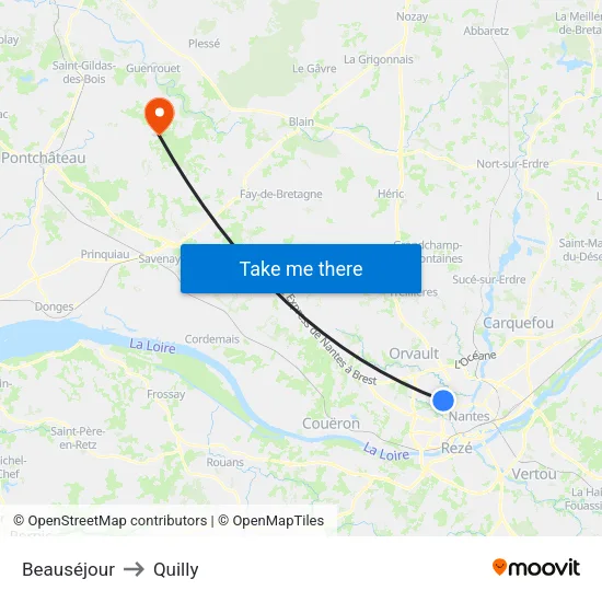 Beauséjour to Quilly map